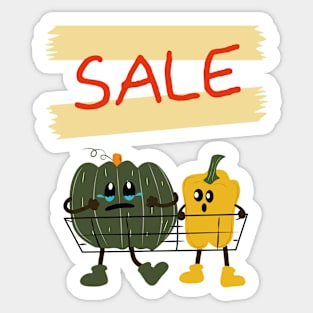 Funny Fun Pun art; For sale, pumpkin and paprika Sticker